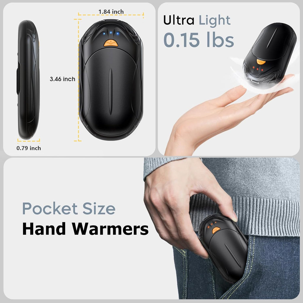 AI Hand Warmers Rechargeable 2 Pack, AI Smart Chips Electric Hand Warmers, 20Hrs Long Safe Heat, Portable Pocket Heater