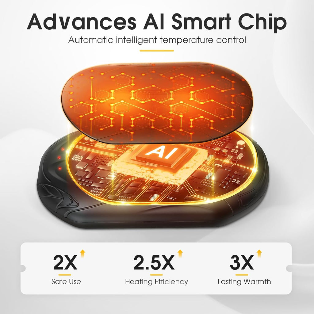 AI Hand Warmers Rechargeable 2 Pack, AI Smart Chips Electric Hand Warmers, 20Hrs Long Safe Heat, Portable Pocket Heater